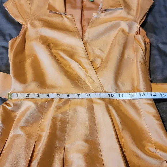 Anne Klein Mustard dress small 100% Silk - Picture 11 of 15
